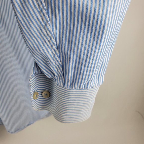 Tommy Hilfiger Mens Y2K Shirt Long Sleeve Button Up Striped White Blue Size L - Picture 5 of 8